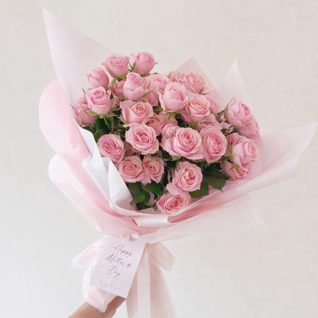 Pink Mother's Day Hand Tie Bouquet